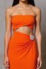 Load image into Gallery viewer, Cut Out Strapless Sheath Chiffon Orange Long Evening Dress