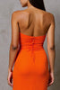 Load image into Gallery viewer, Cut Out Strapless Sheath Chiffon Orange Long Evening Dress
