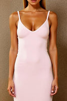 Load image into Gallery viewer, Simple Light Pink Sheath Spaghetti Straps Long Formal Dress