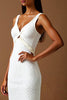 Load image into Gallery viewer, V Neck Ivory Chiffon Mermaid Evening Dress