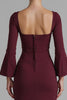 Load image into Gallery viewer, Dark Red V Neck Satin Mermaid Evening Dress with Slit