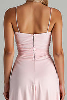 Load image into Gallery viewer, Ruffled High-Low Spaghetti Straps Light Pink Chiffon Evening Dress