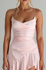 Load image into Gallery viewer, Ruffled High-Low Spaghetti Straps Light Pink Chiffon Evening Dress