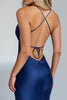 Load image into Gallery viewer, Spaghetti Straps Sheath Royal Blue Satin Evening Dress with Slit