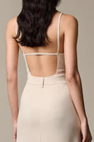 Load image into Gallery viewer, Apricot Simple Chiffon Sheath Spaghetti Straps Evening Dress