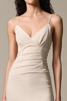 Load image into Gallery viewer, Apricot Simple Chiffon Sheath Spaghetti Straps Evening Dress