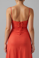 Load image into Gallery viewer, Watermelon A-Line Keyhole Long Wedding Guest Dress