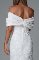 Load image into Gallery viewer, Ivory Mermaid Off The Shoulder Evening Dress With Lace