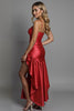 Load image into Gallery viewer, Sheath Red High Low Satin Evening Dress