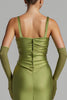 Load image into Gallery viewer, Mermaid Sage Green Satin Evening Dress