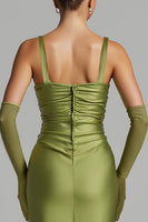 Load image into Gallery viewer, Mermaid Sage Green Satin Evening Dress