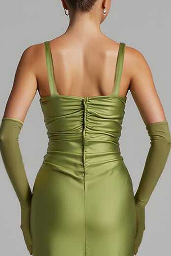 Mermaid Sage Green Satin Evening Dress