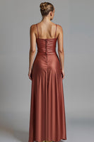 Load image into Gallery viewer, Cabernet Sheath High Low Ruffle Evening Dress