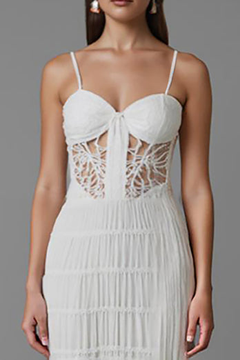 Sheath Ivory Cut-Out Long Evening Dress