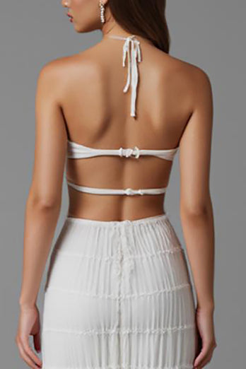 Sheath Ivory Cut-Out Long Evening Dress