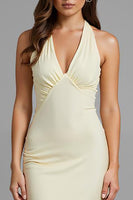 Load image into Gallery viewer, Ivory Sheath Halter Long Evening Dress