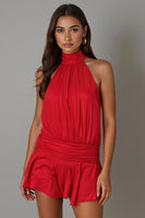 Load image into Gallery viewer, High Neck A-Line Red Pleated Cocktail Dress