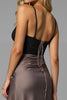 Load image into Gallery viewer, Brown Sheath Satin Long Evening Dress