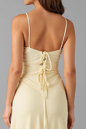 Simple Sheath Ivory Long Evening Dress
