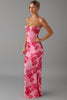 Load image into Gallery viewer, Mermaid Printed Pink Evening Dress With Slit
