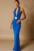 Load image into Gallery viewer, Royal Blue Mermaid Halter Evening Dress