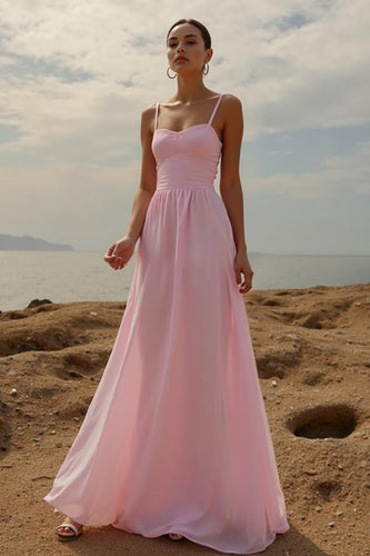Simple Pink A-Line Evening Dress