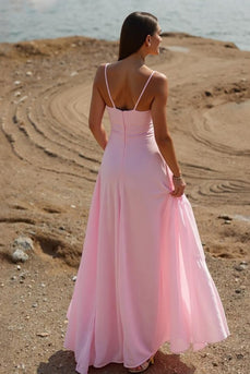 Simple Pink A-Line Evening Dress