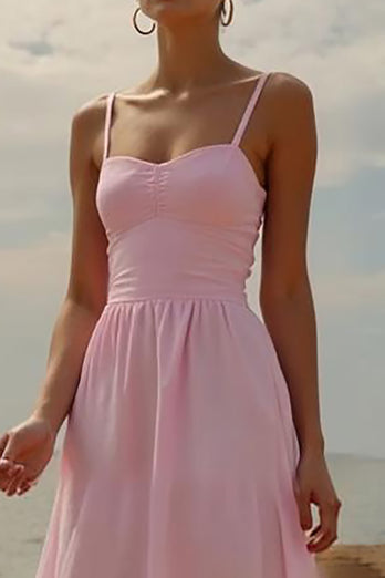 Simple Pink A-Line Evening Dress