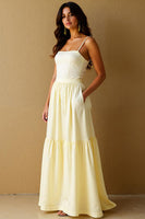 Load image into Gallery viewer, Light Yellow A-Line Long Evening Dress