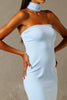 Load image into Gallery viewer, Sky Blue Mermaid Strapless Evening Dress With Sash