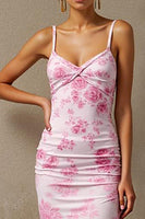 Load image into Gallery viewer, Light Pink Floral Sheath Formal Dress