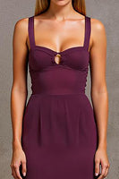 Load image into Gallery viewer, Plum Sheath Keyhole Long Formal Dress