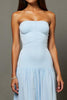 Load image into Gallery viewer, Strapless A-Line Sky Blue Long Evening Dress With Slit