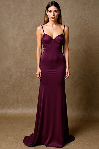 Elegant Mermaid Plum Maxi Evening Dress