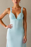 Load image into Gallery viewer, Simple Sky Blue Sheath Long Evening Dress