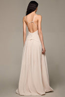 Load image into Gallery viewer, Apricot A-Line V-Neck Long Evening Dress With 3D Flowers