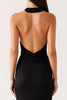 Load image into Gallery viewer, Sheath Halter Black Long Black Tie Dress