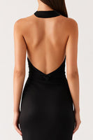 Load image into Gallery viewer, Sheath Halter Black Long Black Tie Dress