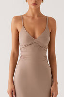 Load image into Gallery viewer, Simple Apricot Sheath Evening Dress With Slit