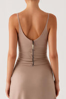 Load image into Gallery viewer, Simple Apricot Sheath Evening Dress With Slit