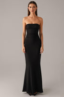 Load image into Gallery viewer, Elegant Strapless Mermaid Black Tie Dress
