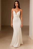 Load image into Gallery viewer, Mermaid Ivory Spaghetti Straps Evening Dress