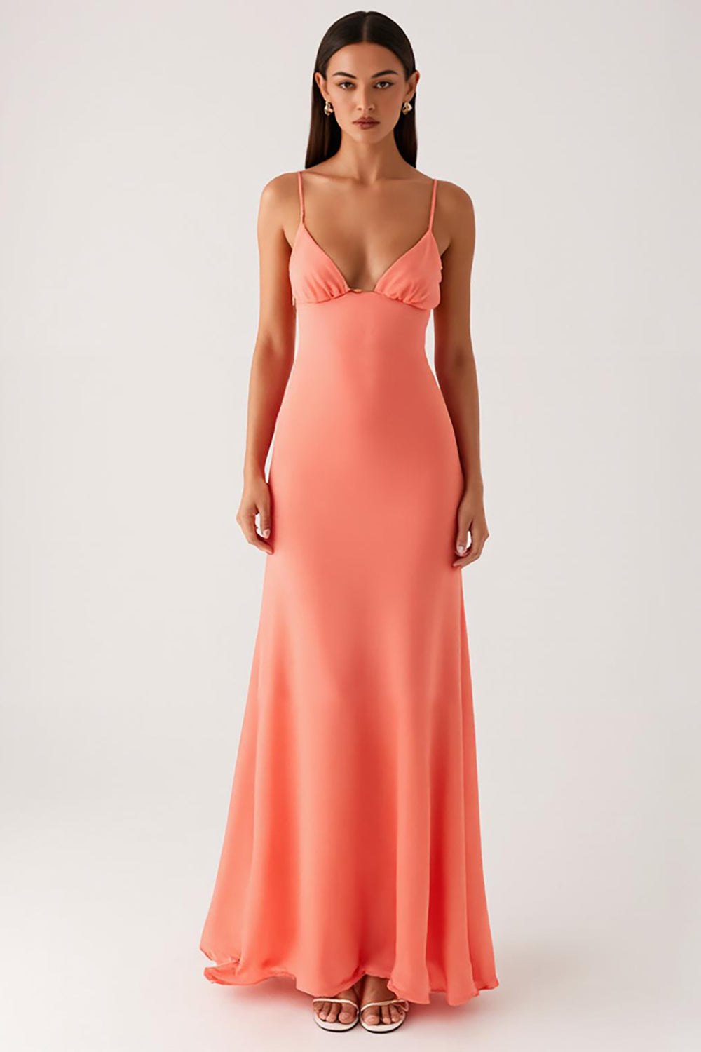 Orange Ankle Length Sheath Evening Dress