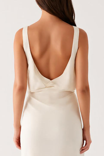 Sheath Long Ivory Evening Dress With Slit