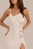 Load image into Gallery viewer, Ivory Sheath Ruched Evening Dress with Slit