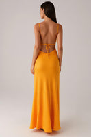 Load image into Gallery viewer, Yellow Spaghetti Straps Sheath Evening Dress