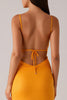 Load image into Gallery viewer, Yellow Spaghetti Straps Sheath Evening Dress