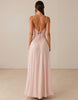 Load image into Gallery viewer, Pink Spaghetti Straps A Line Chiffon Evening Dress