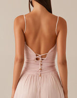 Load image into Gallery viewer, Pink Spaghetti Straps A Line Chiffon Evening Dress