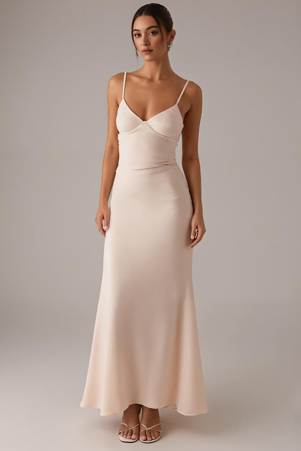 Apricot Spaghetti Straps Formal Dress